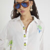 White Palm Tree Embroidered Shirt