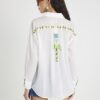 White Palm Tree Embroidered Shirt