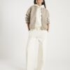 White Premium Wide Leg Pintuck Joggers