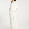 White Premium Wide Leg Pintuck Joggers