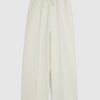White Premium Wide Leg Pintuck Joggers