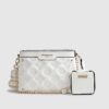 White Quilted Monogram Cross Body Bag