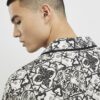 White Regular Fit Baroque Tile Print Shirt