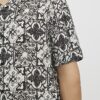 White Regular Fit Baroque Tile Print Shirt