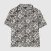 White Regular Fit Baroque Tile Print Shirt