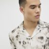 White Regular Fit Blurred Animal Print Shirt