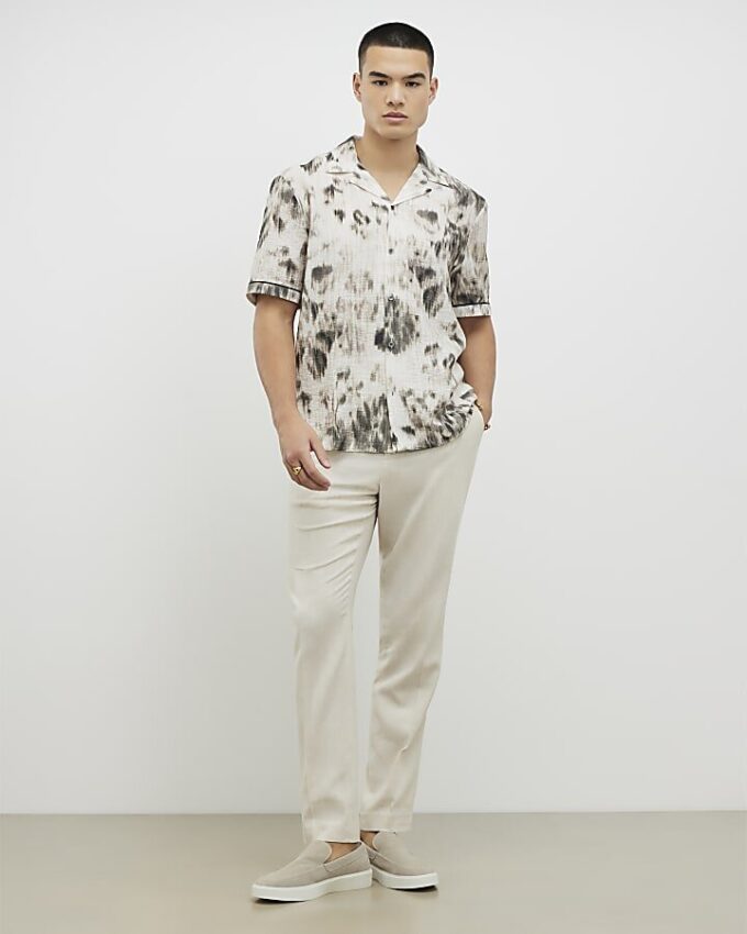 White Regular Fit Blurred Animal Print Shirt