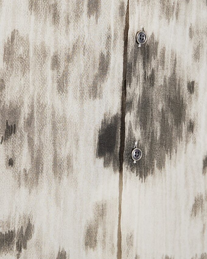 White Regular Fit Blurred Animal Print Shirt