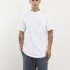 White Regular Fit Curve Hem T-Shirt