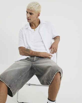 White Regular Fit Textured Shirt