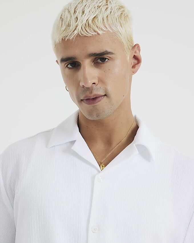 White Regular Fit Textured Shirt