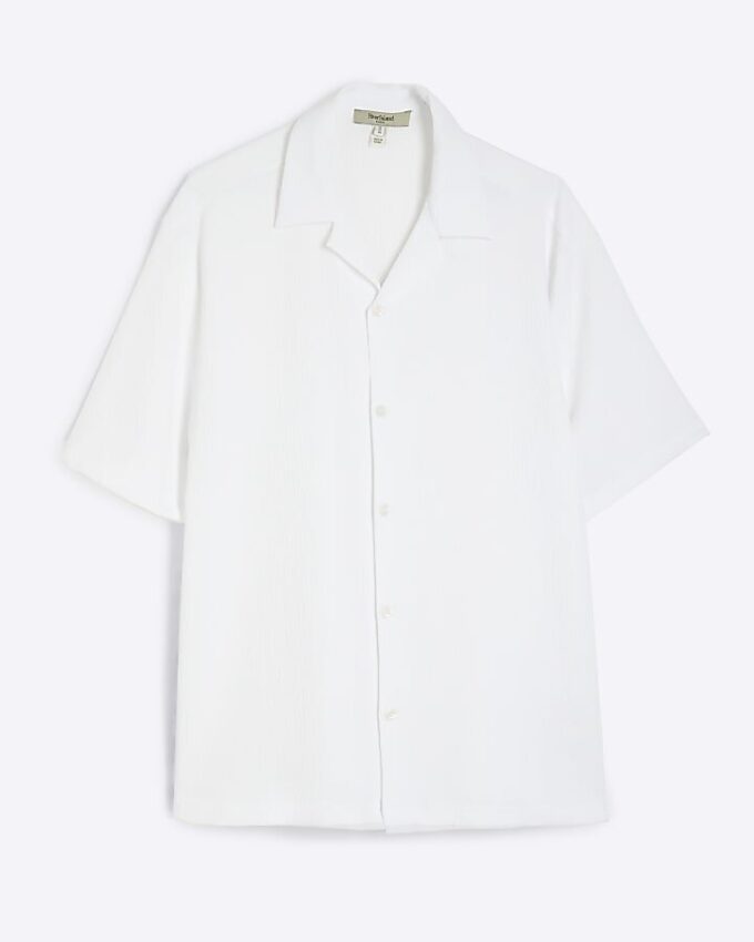 White Regular Fit Textured Shirt