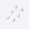 White Rhinestone Stud Pack Of 3 Earrings