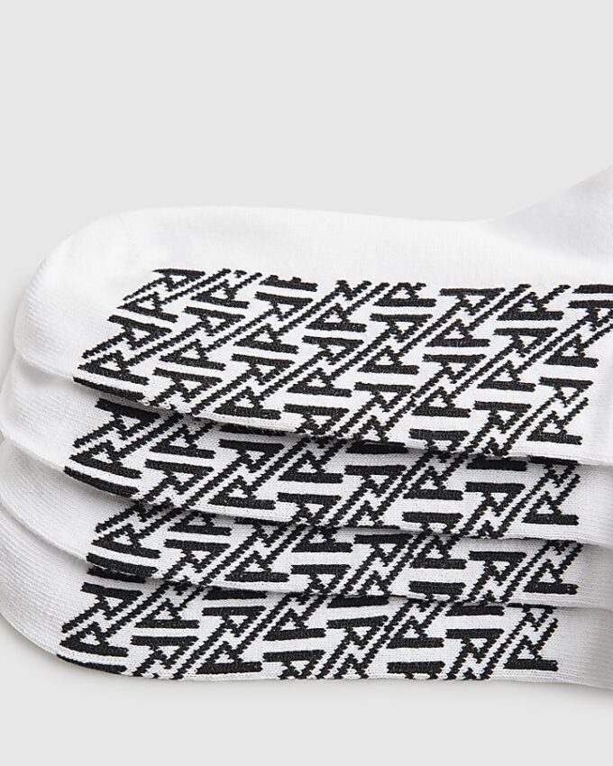 White RI Monogram Pack Of 7 Socks