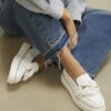 White Ring Twist Slip On Trainers