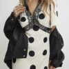 White Satin Polka Dot Midi Slip Dress