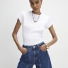 White Short Sleeve Fitted Rib T-shirt