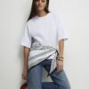 White Short Sleeve Scarf Mix T-Shirt
