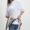White Short Sleeve Scarf Mix T-Shirt