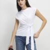 White Short Sleeve Tie Side T-shirt