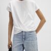 White Short Sleeve Twist Front T-Shirt
