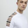 White Slim Fit Check Knit T-Shirt