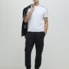 White Slim Fit Check Knit T-Shirt