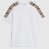White Slim Fit Check Knit T-Shirt