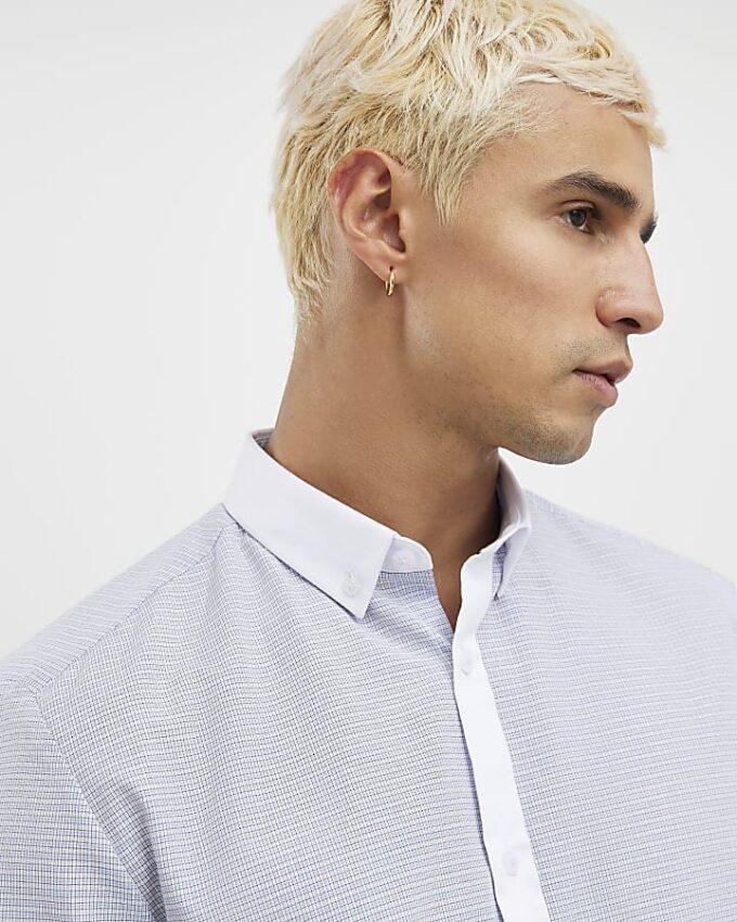 White Slim Fit Check Shirt