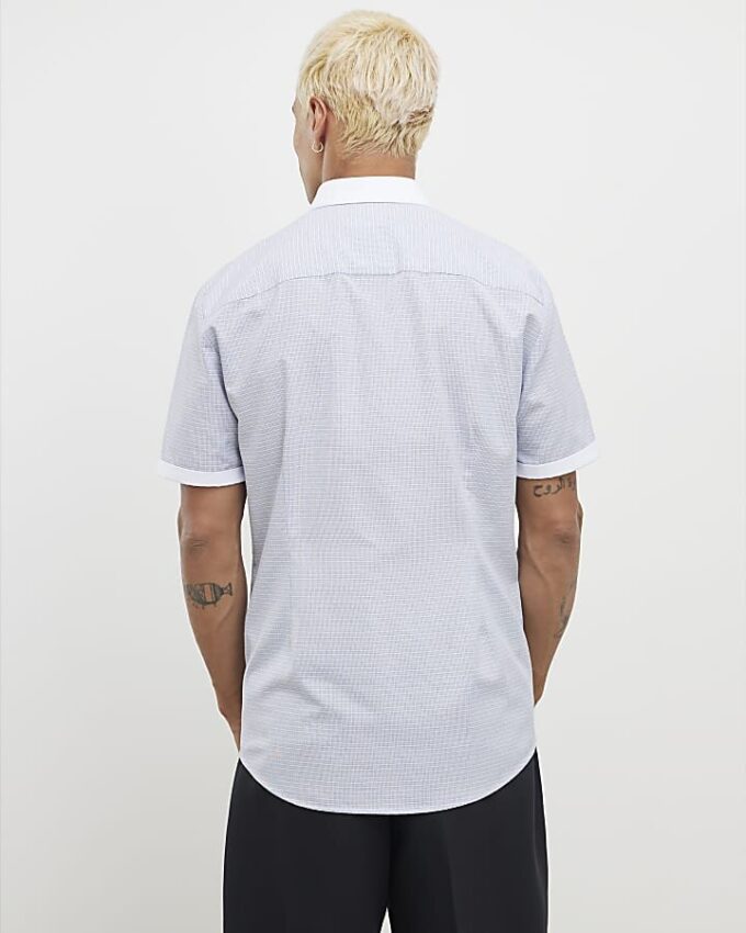 White Slim Fit Check Shirt