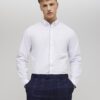 White Slim Fit Check Trim Shirt