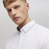 White Slim Fit Check Trim Shirt