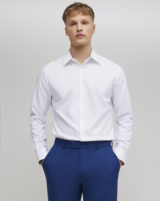 White Slim Fit Contrast Trim Shirt