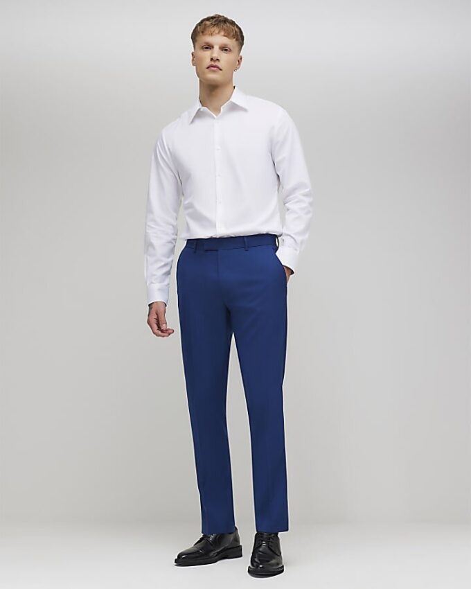 White Slim Fit Contrast Trim Shirt