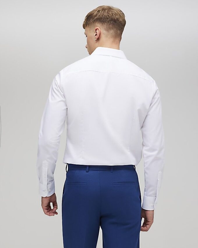 White Slim Fit Contrast Trim Shirt