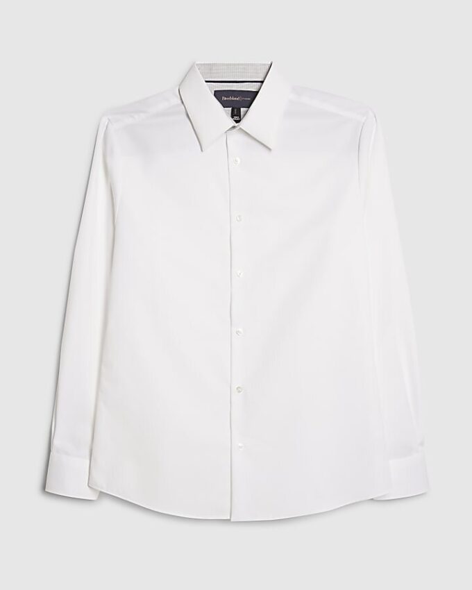 White Slim Fit Contrast Trim Shirt