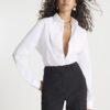 White slim fit long sleeve shirt