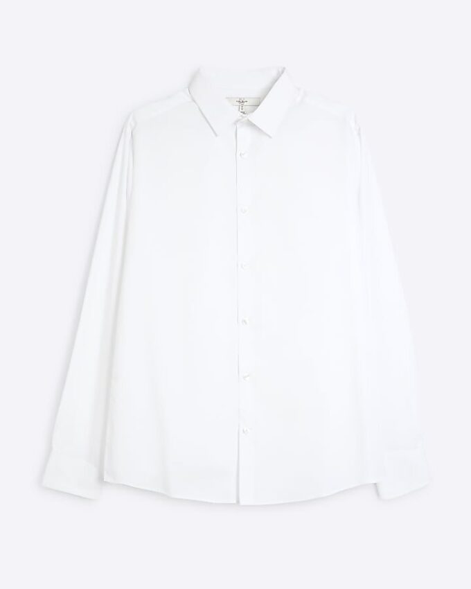 White slim fit long sleeve shirt