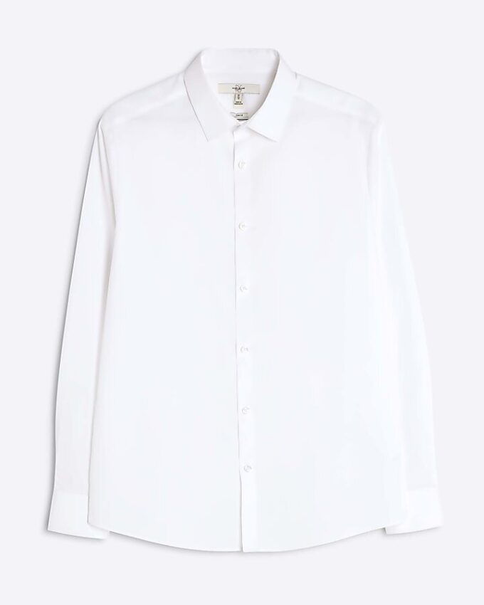 White slim fit long sleeve shirt