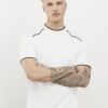 White Slim Fit Piped T-Shirt