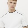 White Slim Fit Piped T-Shirt