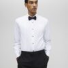 White Slim Fit Pique Formal Shirt
