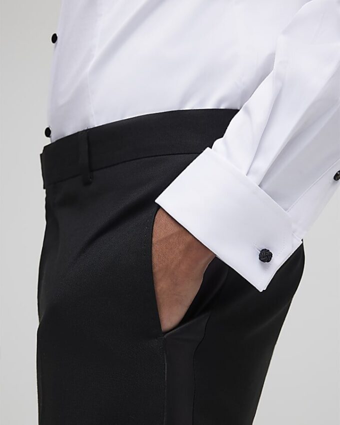 White Slim Fit Pique Formal Shirt