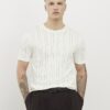 White Slim Fit Ribbed T-Shirt