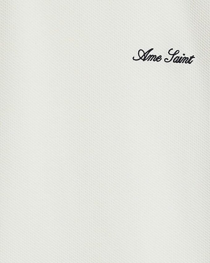 White Slim Fit Textured Ame Saint T-Shirt