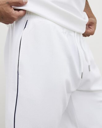 White Slim Fit Textured Tipped Shorts