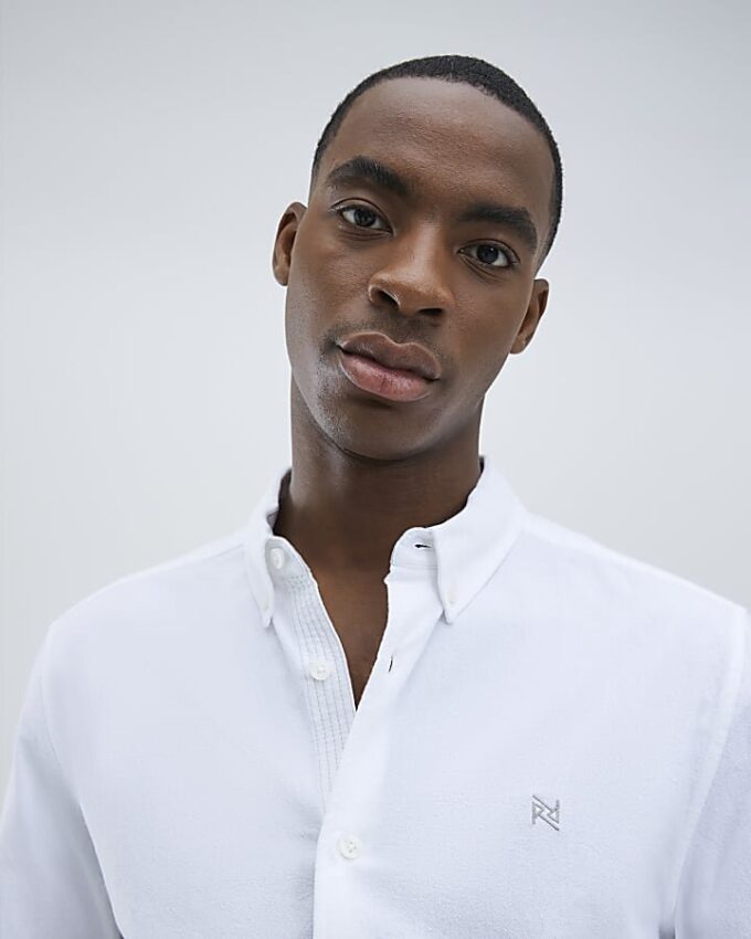 White Slim Fit Washed Shirt