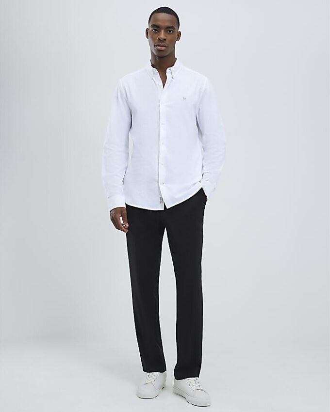 White Slim Fit Washed Shirt