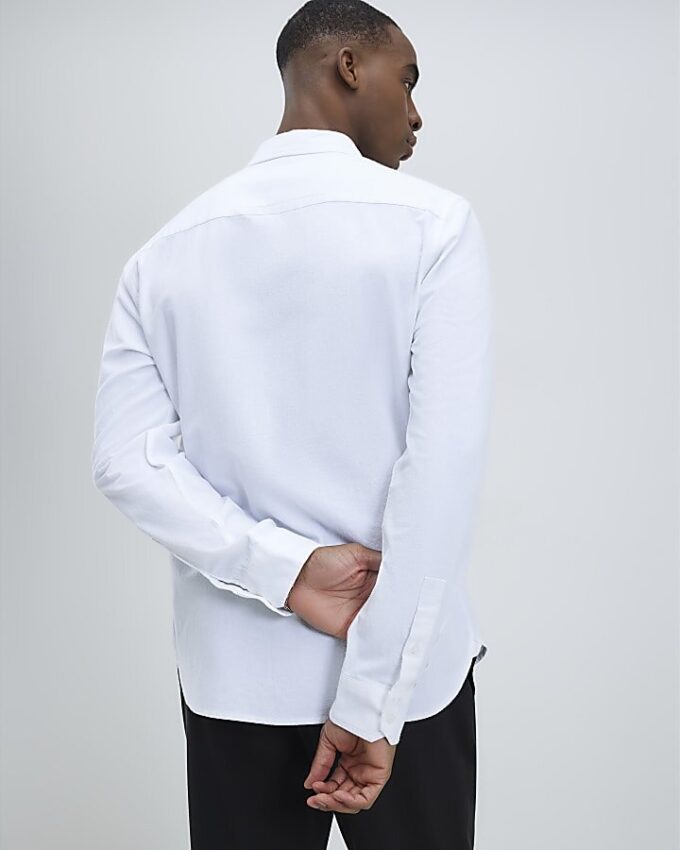 White Slim Fit Washed Shirt