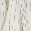 White Striped Short Sleeve Pussybow Blouse